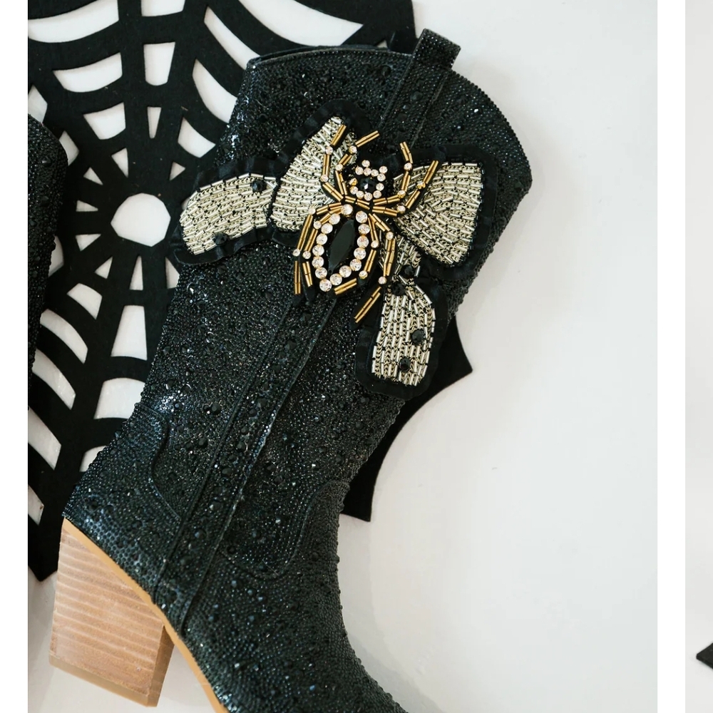 Judith March Black Embellished Heeled Boots